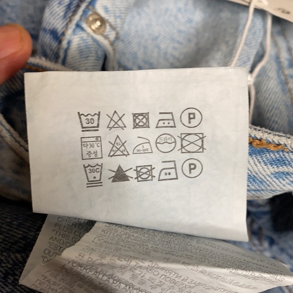 NWT. Bershka Blue 90's Two-Tone Cut Out Straight Fit Jeans. Size 4. - Picture 8 of 8